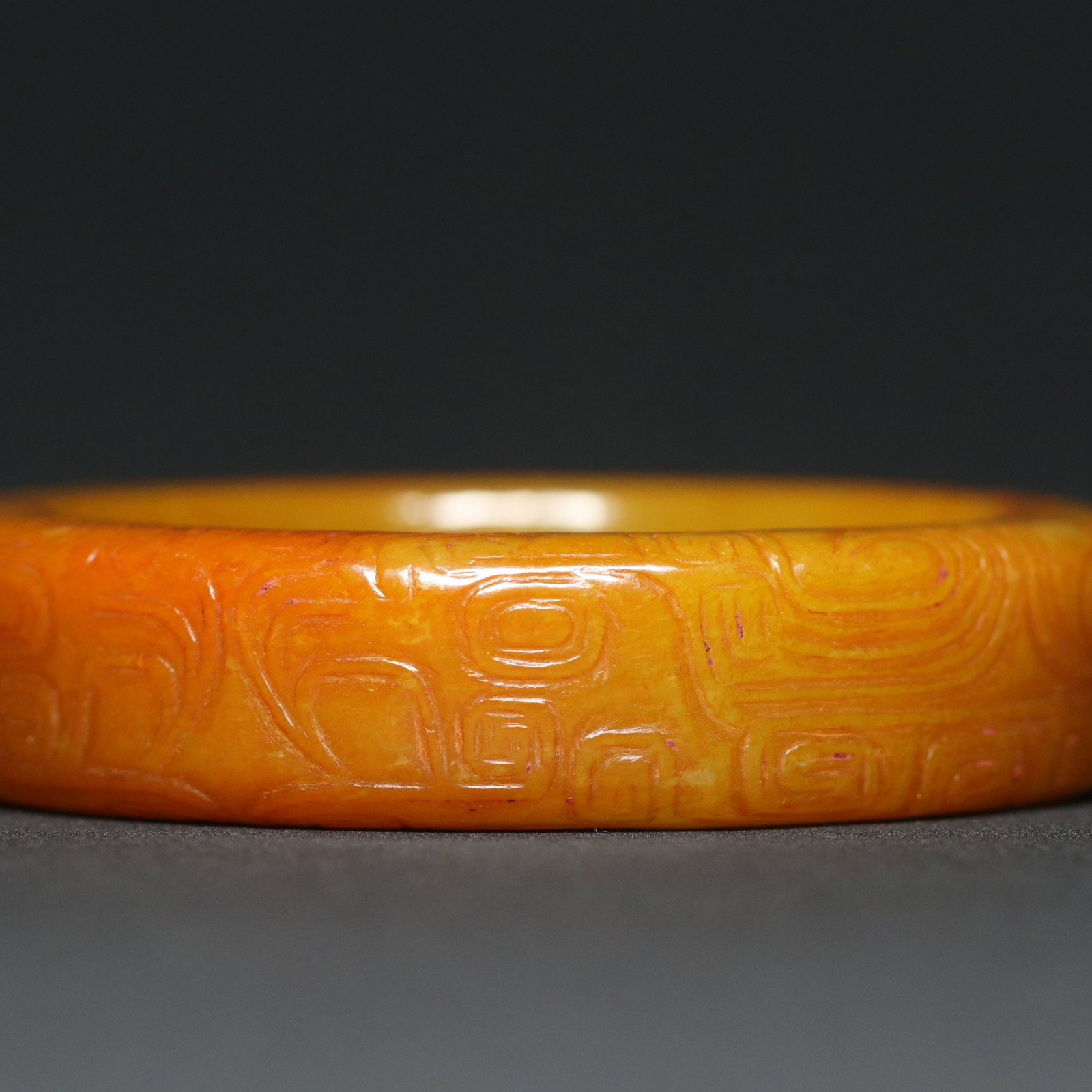 Inside Diameter 59mm Hetian Jade Dragon Phoenix Bracelet Bangle - 3