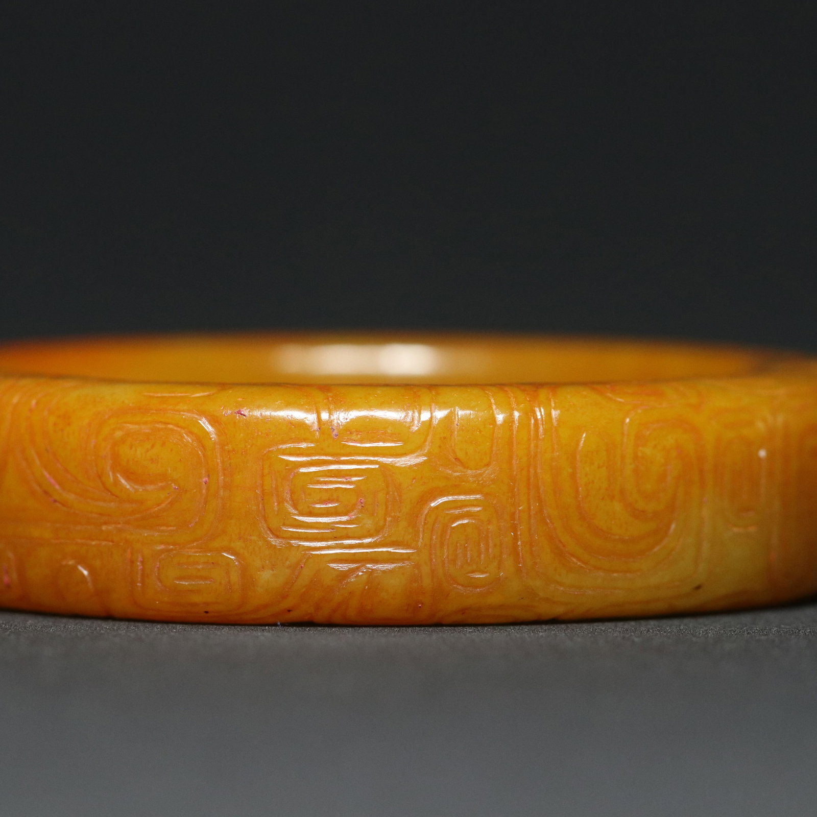 Inside Diameter 59mm Hetian Jade Dragon Phoenix Bracelet Bangle - 4