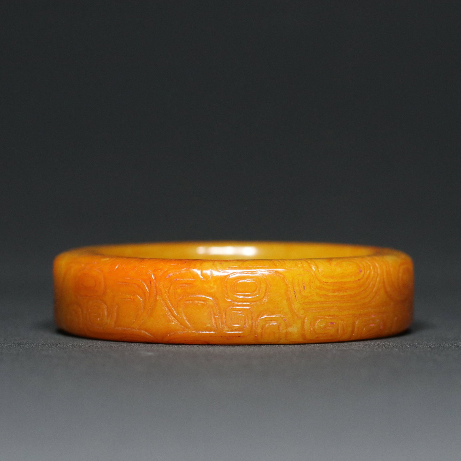 Inside Diameter 59mm Hetian Jade Dragon Phoenix Bracelet Bangle - 6