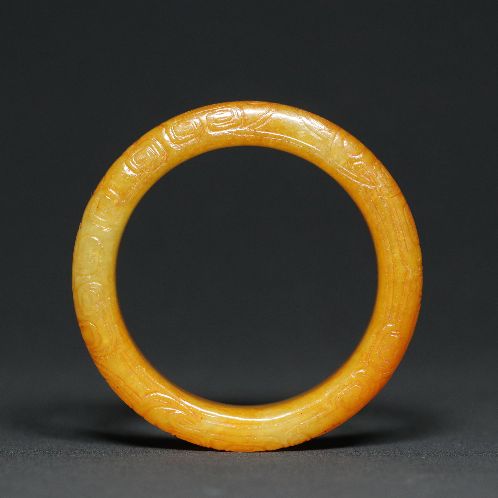 Inside Diameter 59mm Hetian Jade Dragon Phoenix Bracelet Bangle - 9