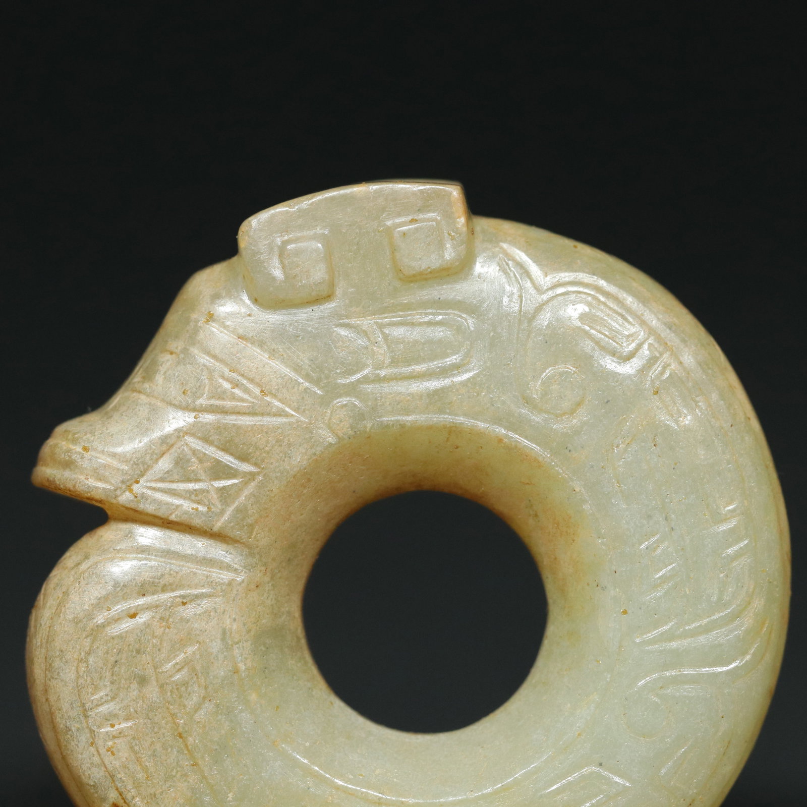 Old Hetian Jade Dragon Pendant - 6