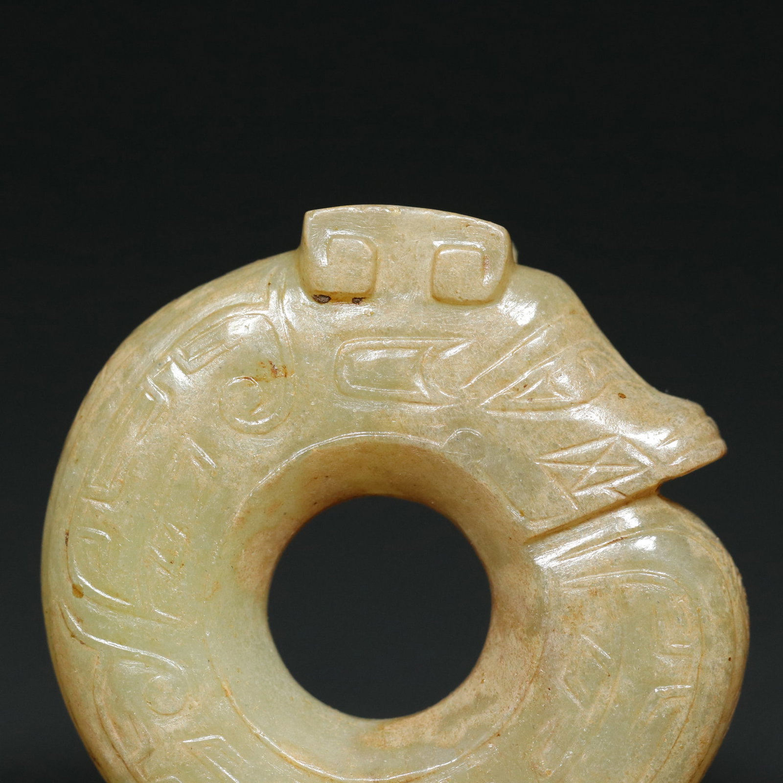 Old Hetian Jade Dragon Pendant - 8