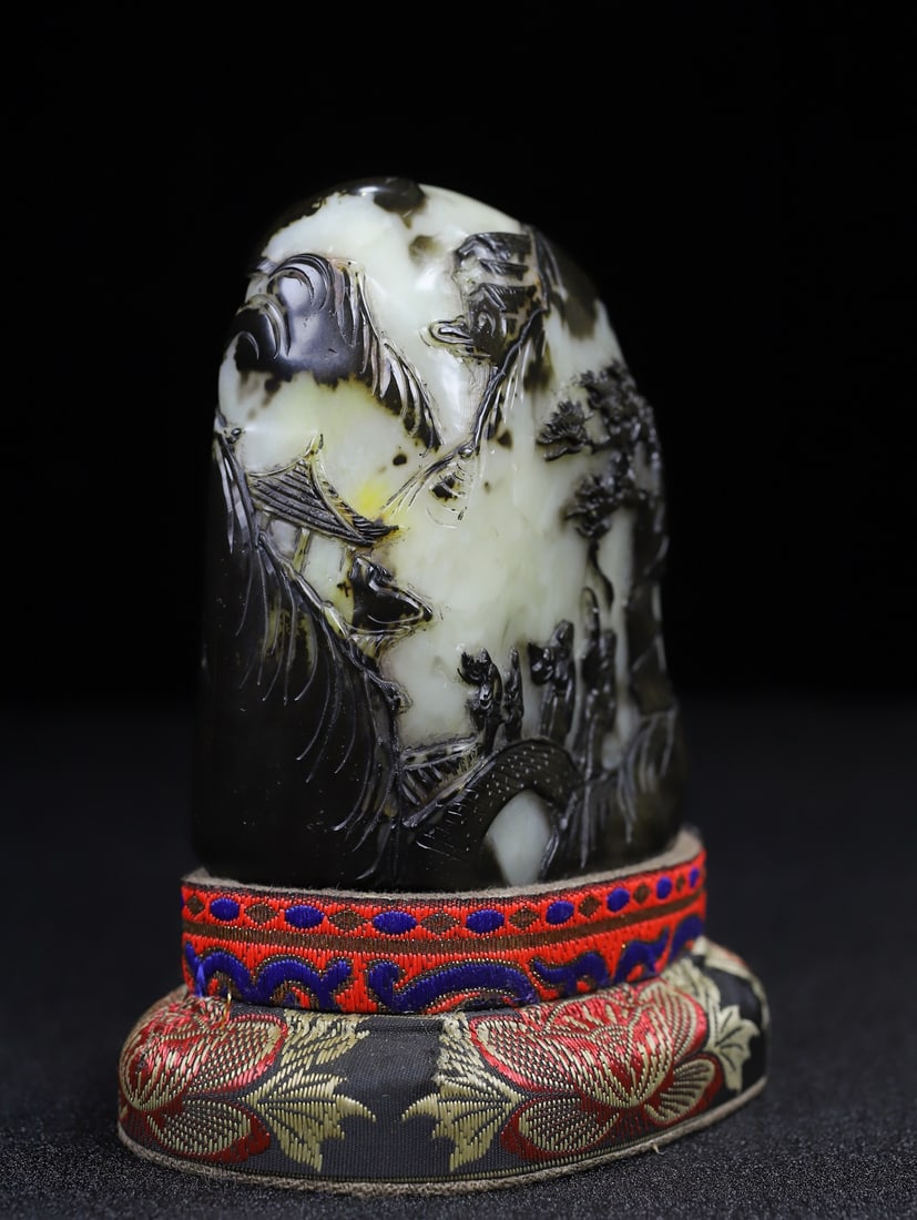 Shoushan Soapstone Hand-Carved Seal/Stamp Statue Figure Scenery - 8