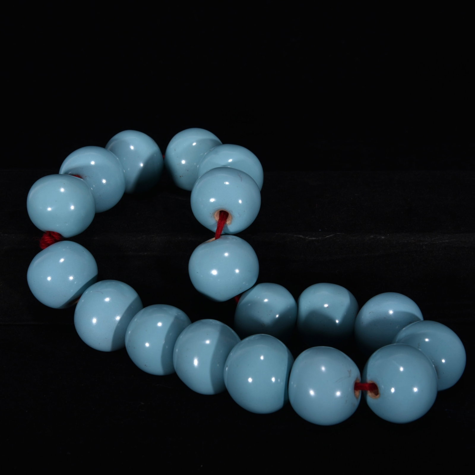 25mm Ru Kiln Sky Blue Glaze Porcelain Buddha Beads - 2