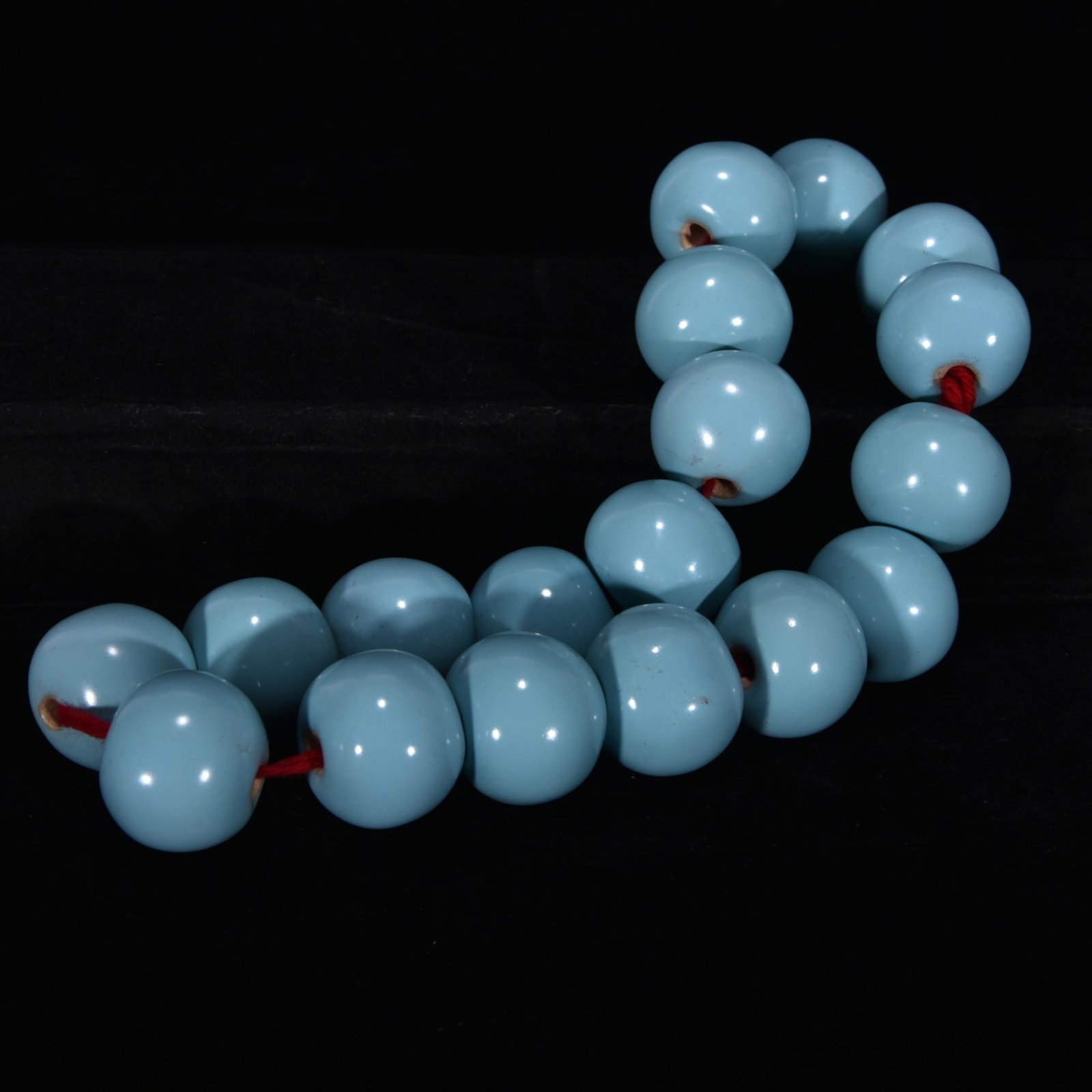 25mm Ru Kiln Sky Blue Glaze Porcelain Buddha Beads - 3
