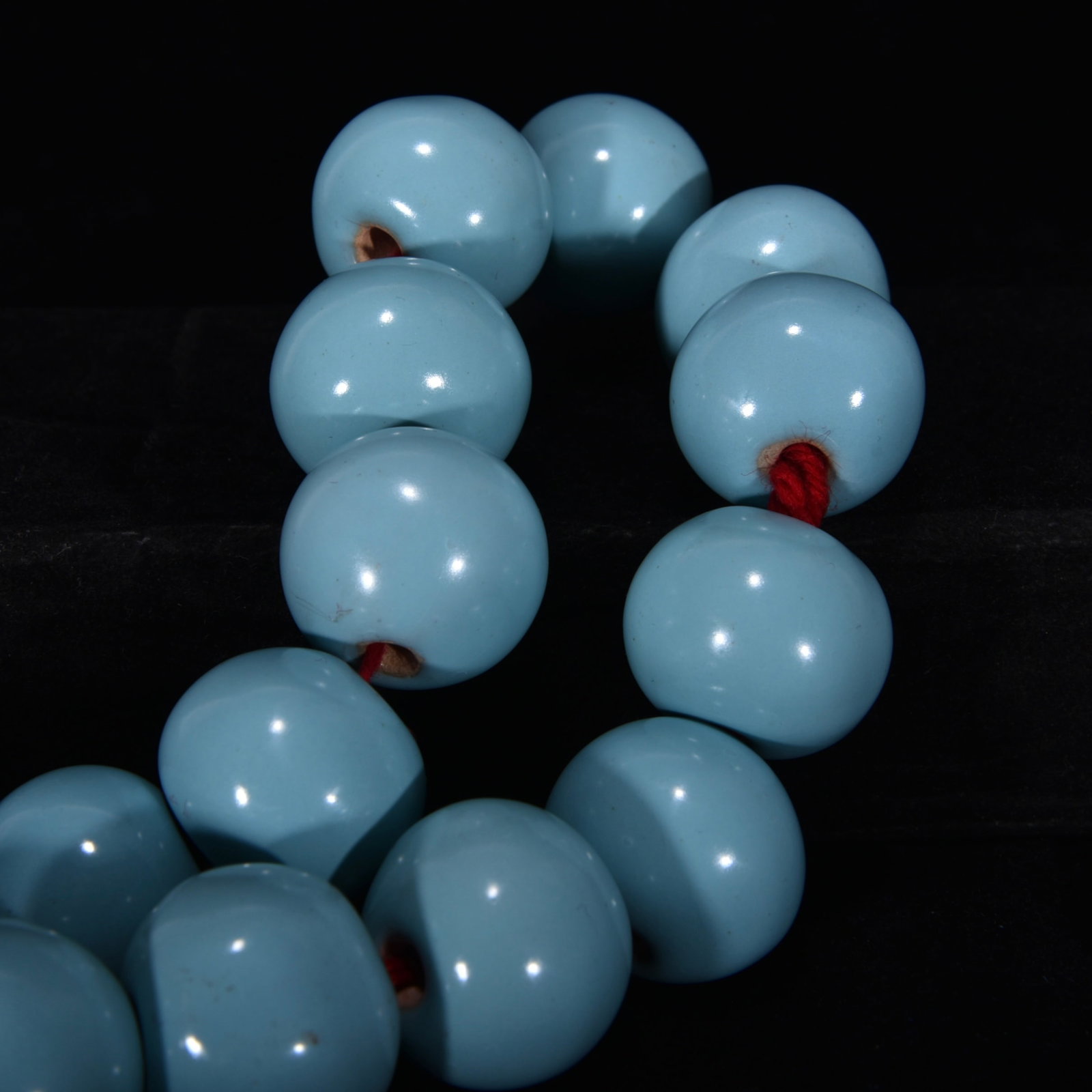 25mm Ru Kiln Sky Blue Glaze Porcelain Buddha Beads - 4