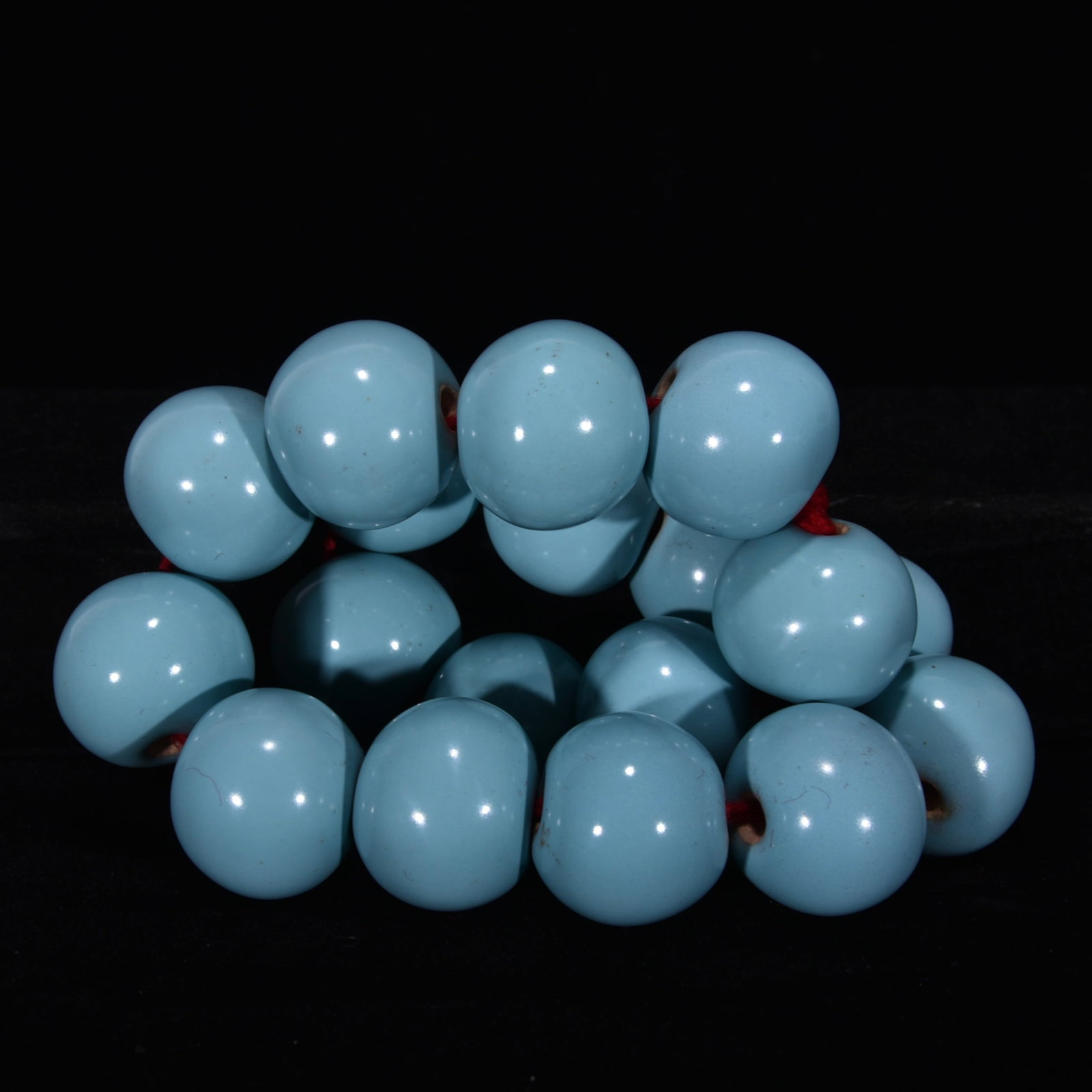 25mm Ru Kiln Sky Blue Glaze Porcelain Buddha Beads - 6