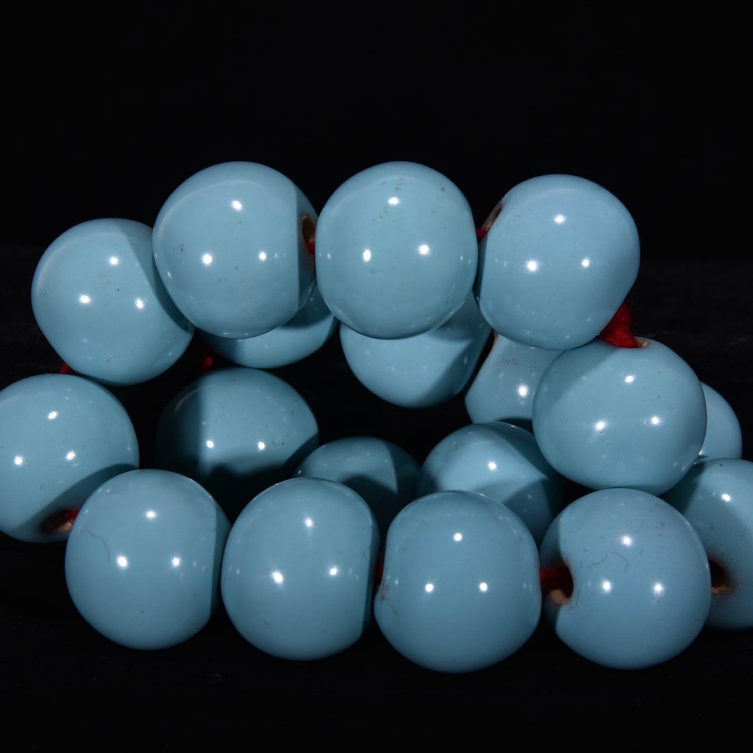 25mm Ru Kiln Sky Blue Glaze Porcelain Buddha Beads - 7