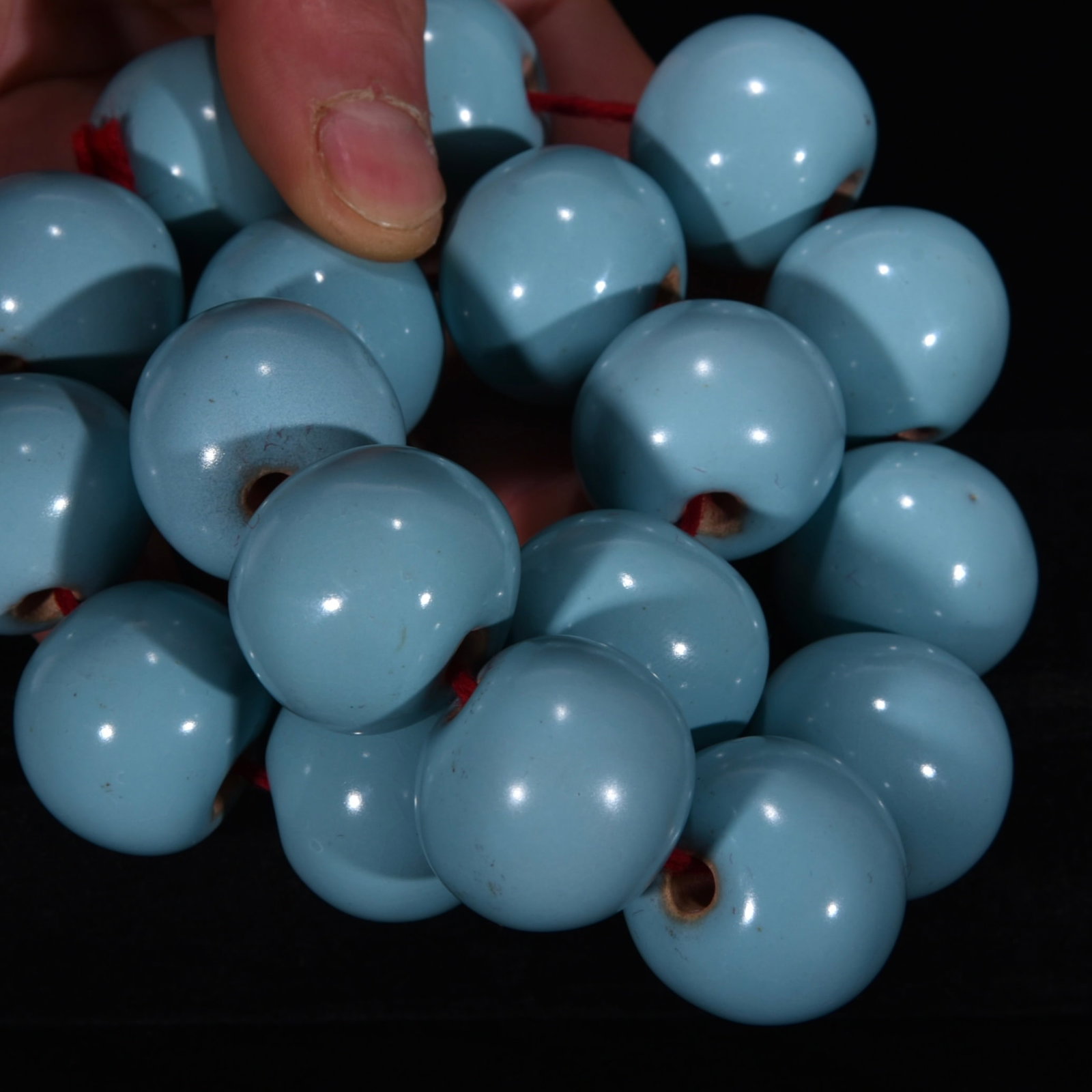 25mm Ru Kiln Sky Blue Glaze Porcelain Buddha Beads - 8