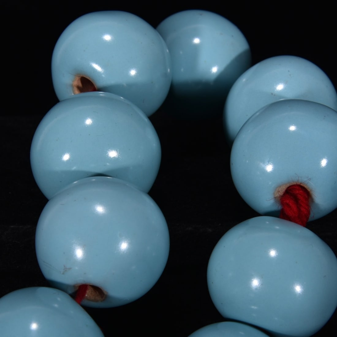 25mm Ru Kiln Sky Blue Glaze Porcelain Buddha Beads - 9