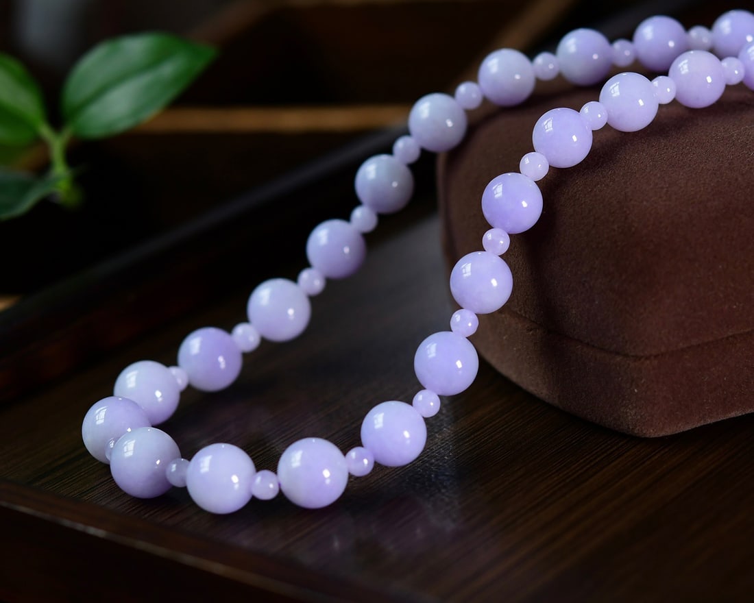 Natural Purple Jadeite Necklace with Certificate - 3