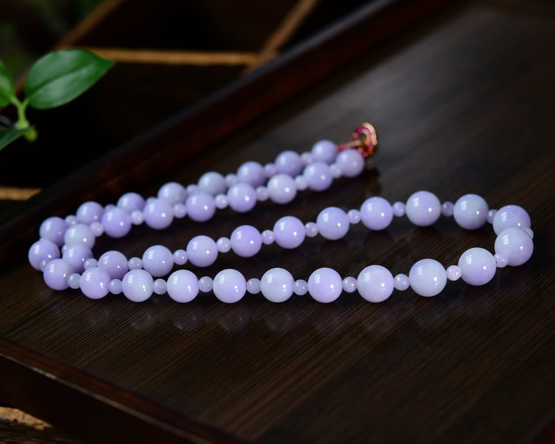 Natural Purple Jadeite Necklace with Certificate - 5