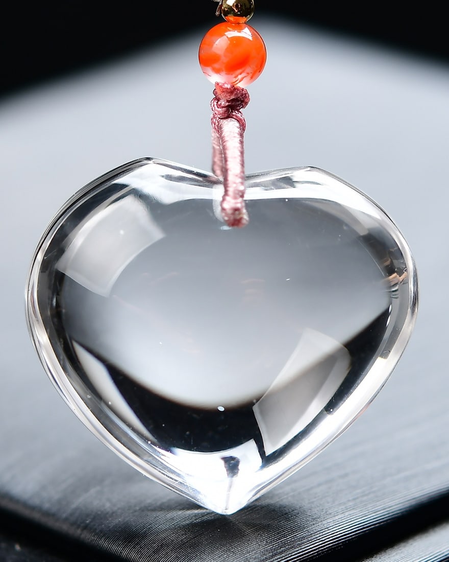 White Crystal Heart-shaped Pendant w Certificate - 2