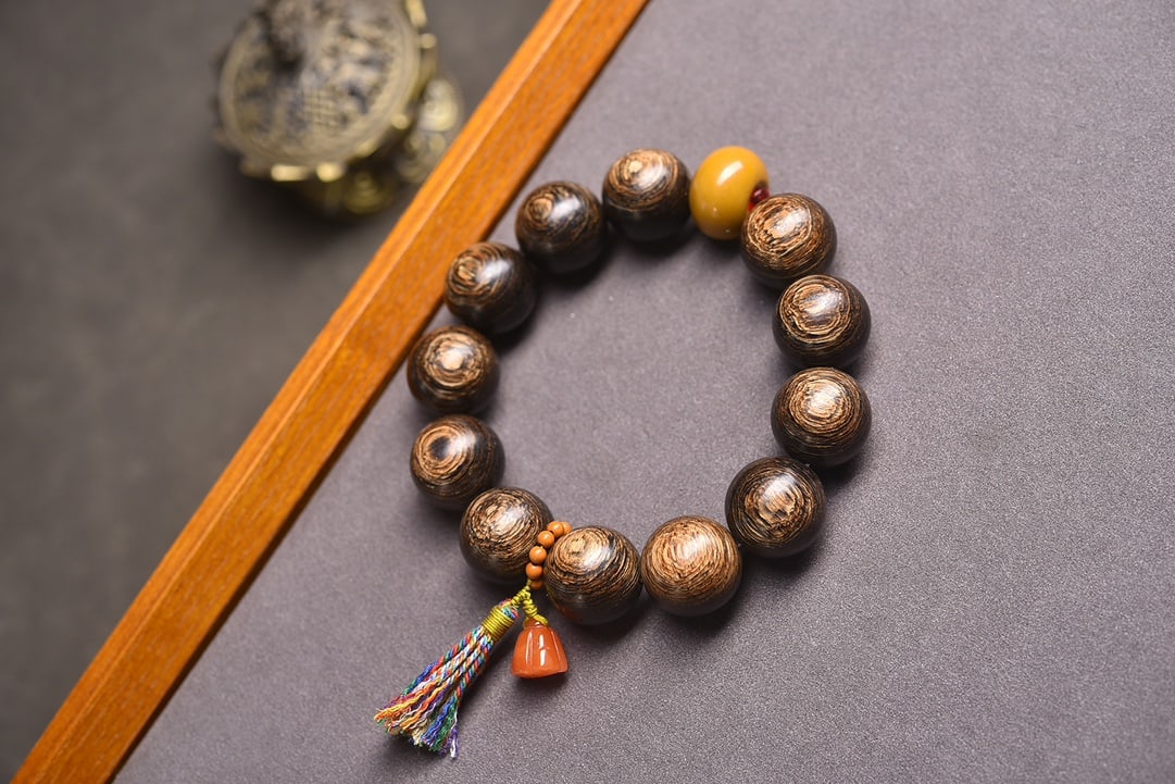 20MM Chenxiang Wood Beads Bracelet Bangle - 2