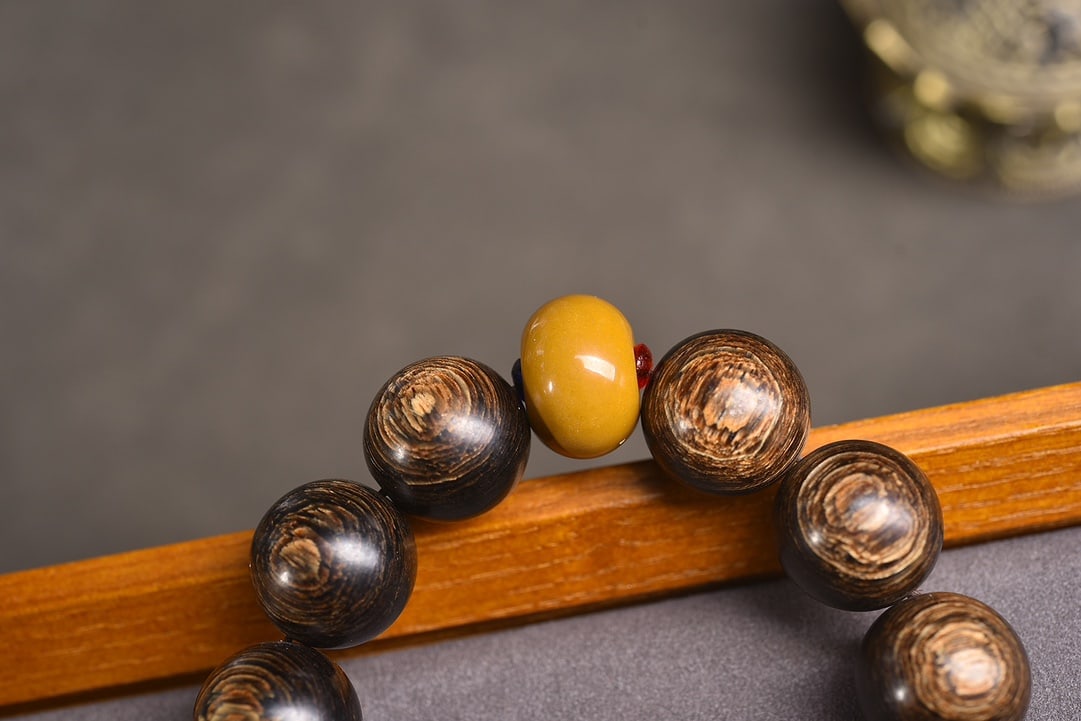 20MM Chenxiang Wood Beads Bracelet Bangle - 4