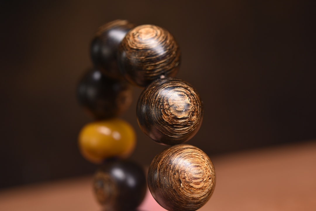 20MM Chenxiang Wood Beads Bracelet Bangle - 5