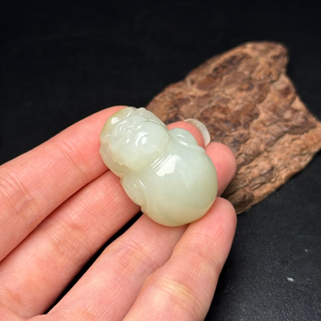 Hetian Jade Hand Carved Kid Pendant - 8