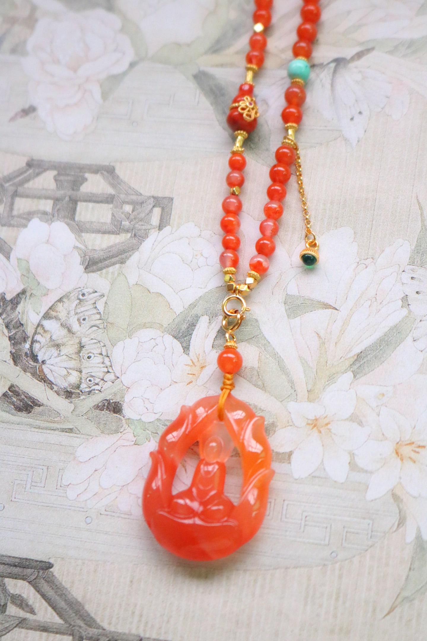Nanhong Agate Hand Carved Buddha Pendant - 2