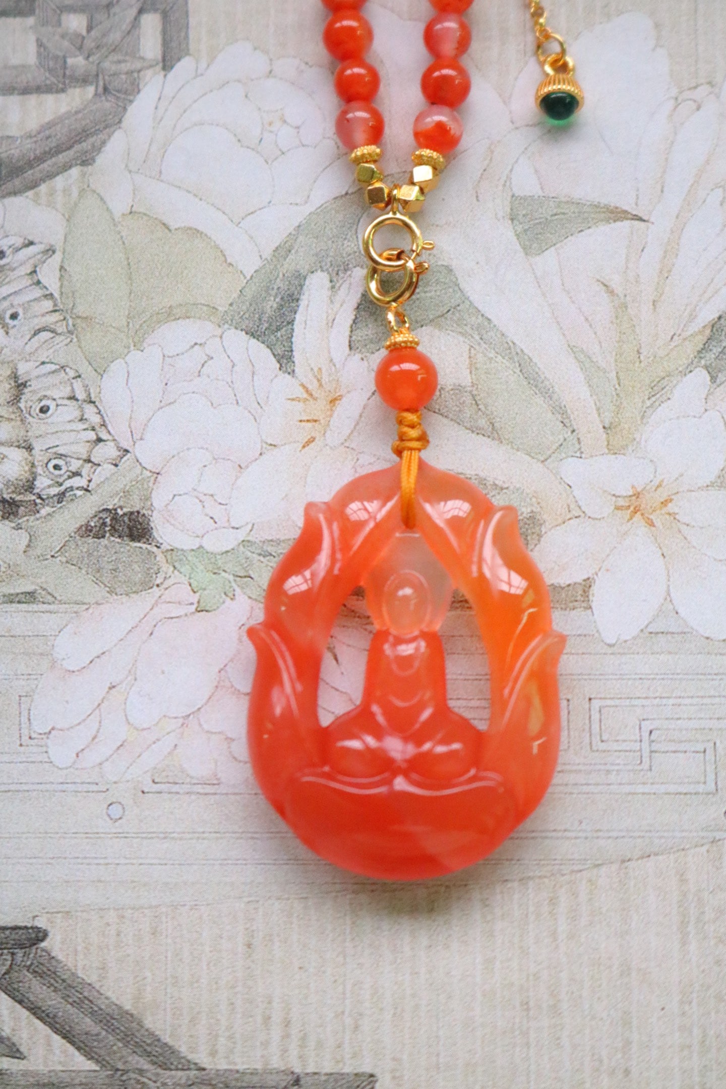 Nanhong Agate Hand Carved Buddha Pendant - 3