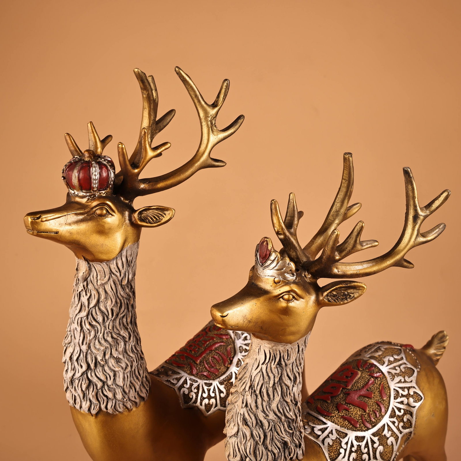 A Pair Gilt Gold Bronze Deer Statue - 5