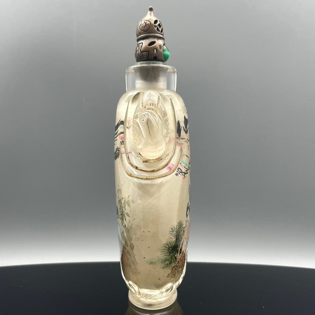 Old Peking Glass Inside Painting Magpie Plum blossom Design Snuff Bottle - 3