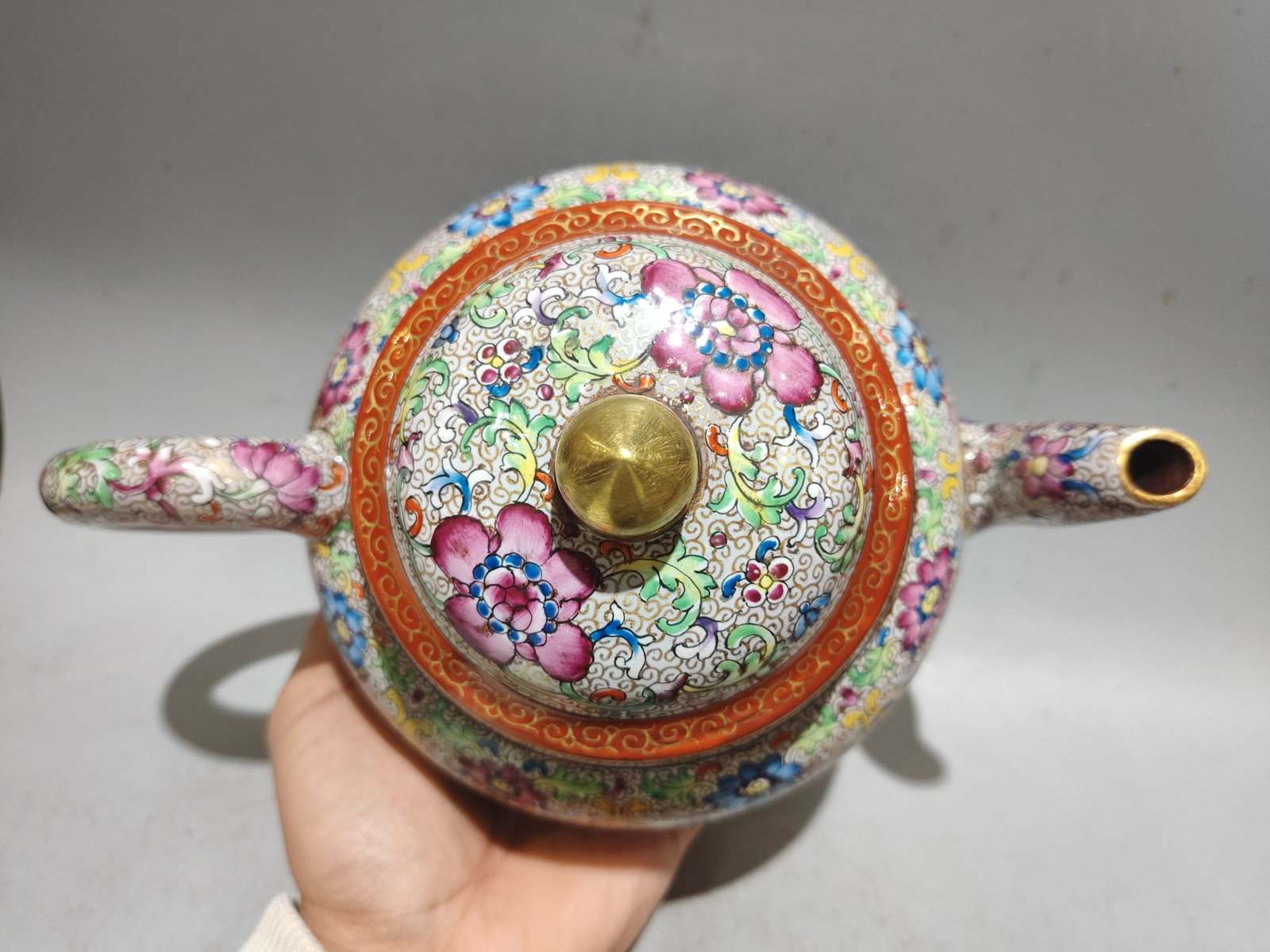 Old Gilt Gold Enamel Cai Yixing Zisha Clay Teapot Arhat - 6