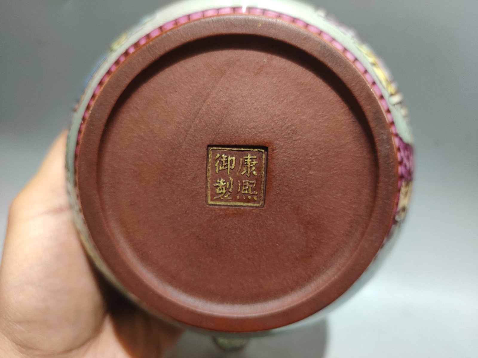 Old Gilt Gold Enamel Cai Yixing Zisha Clay Teapot Arhat - 9