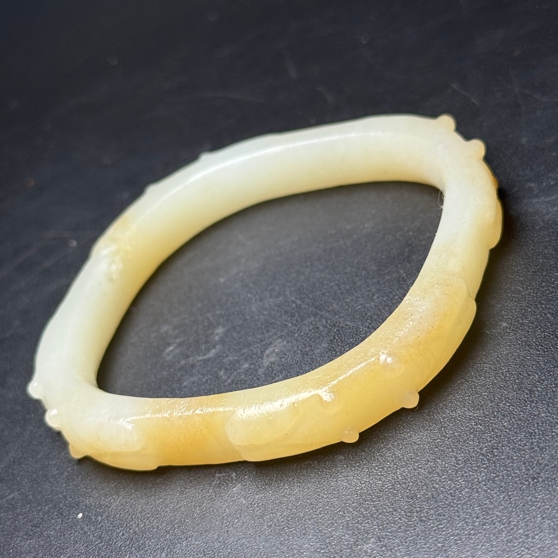 Inside Diameter 57mm Hetian Jade Cicada Bracelet Bangle - 5