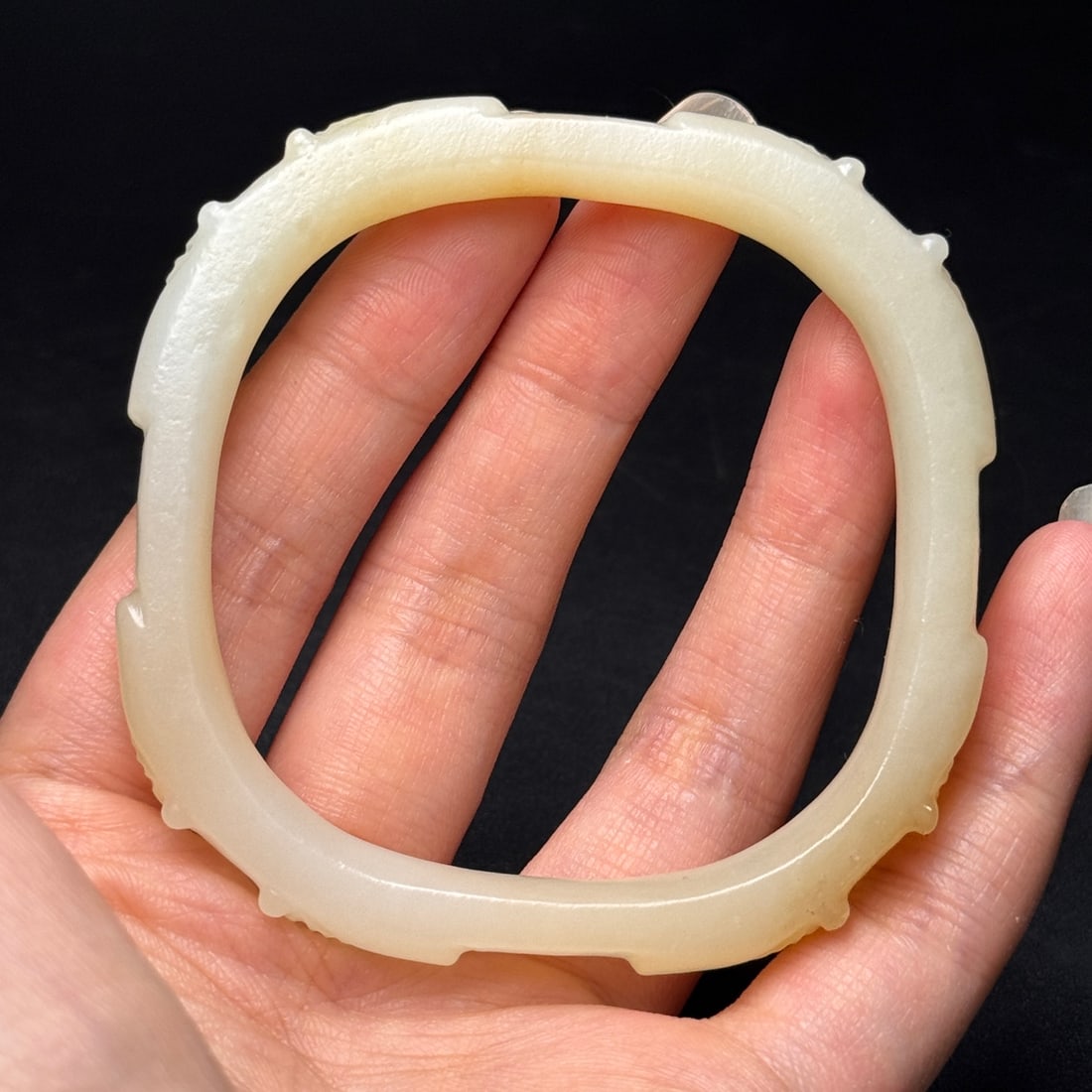 Inside Diameter 57mm Hetian Jade Cicada Bracelet Bangle - 8