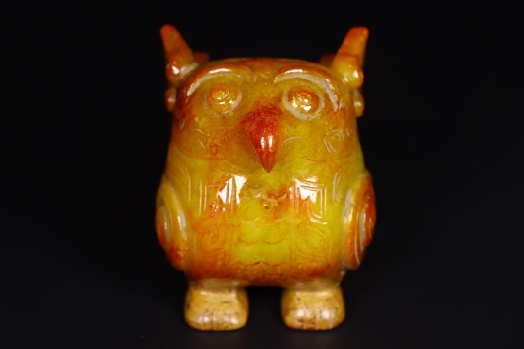 Old Hetian Jade Eagle Statue w Box - 2