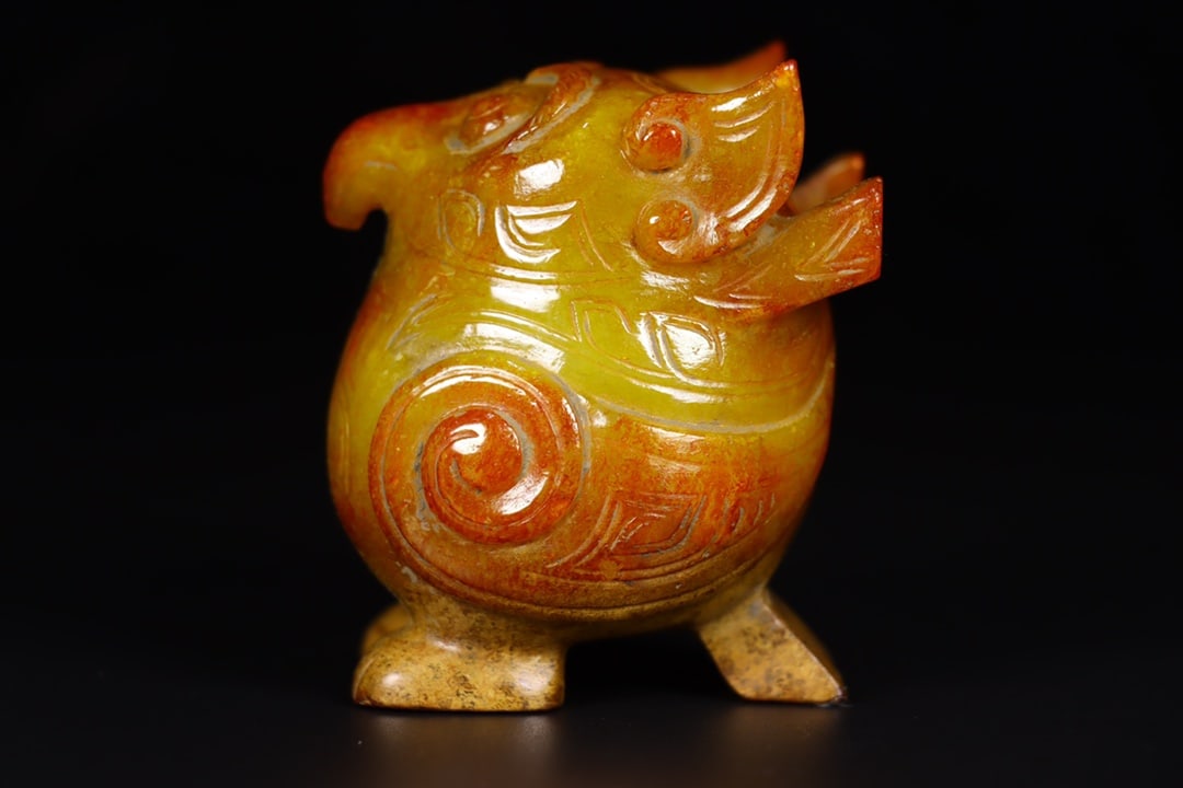 Old Hetian Jade Eagle Statue w Box - 4