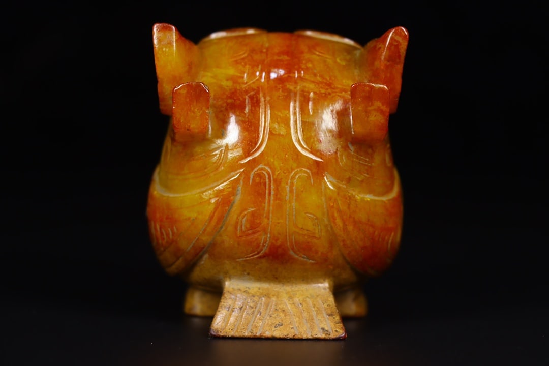 Old Hetian Jade Eagle Statue w Box - 7