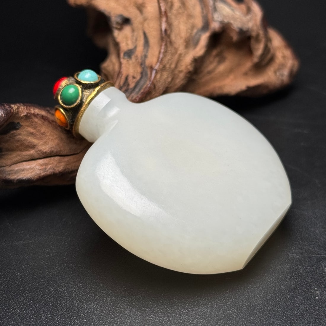 Superb Natural White Hetian Jade Snuff Bottle - 5