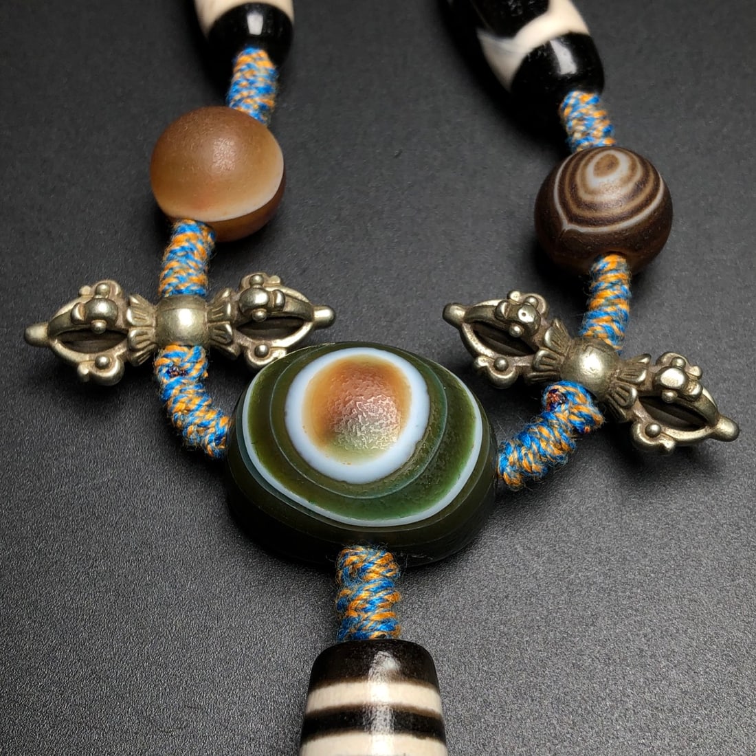 Old Tibetan Thirteen Eyes DZI Agate Pendant - 6