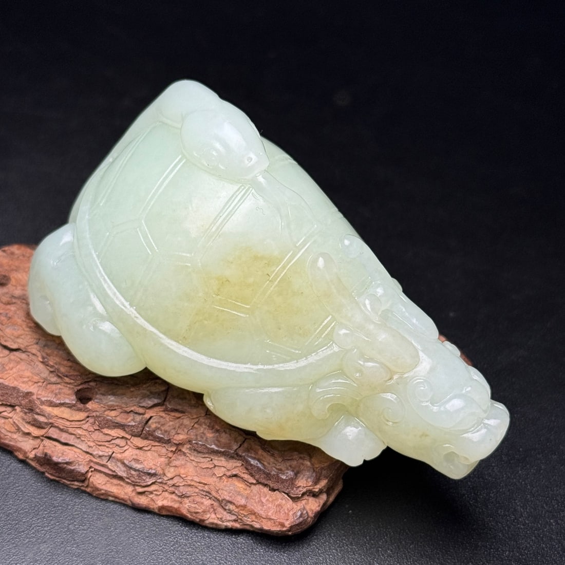 Hetian Jade Hand Carved Dragon Turtle Statue - 3