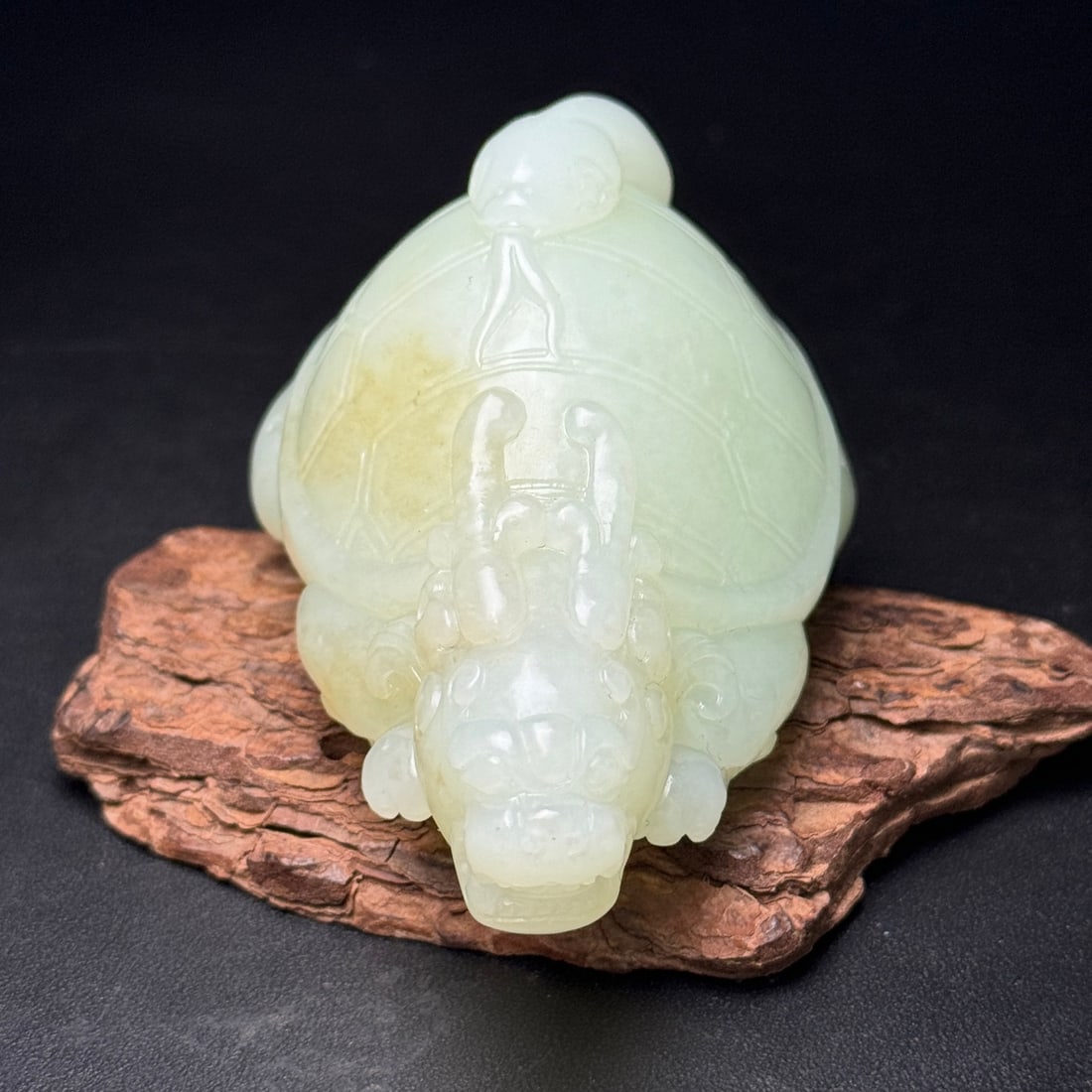 Hetian Jade Hand Carved Dragon Turtle Statue - 4