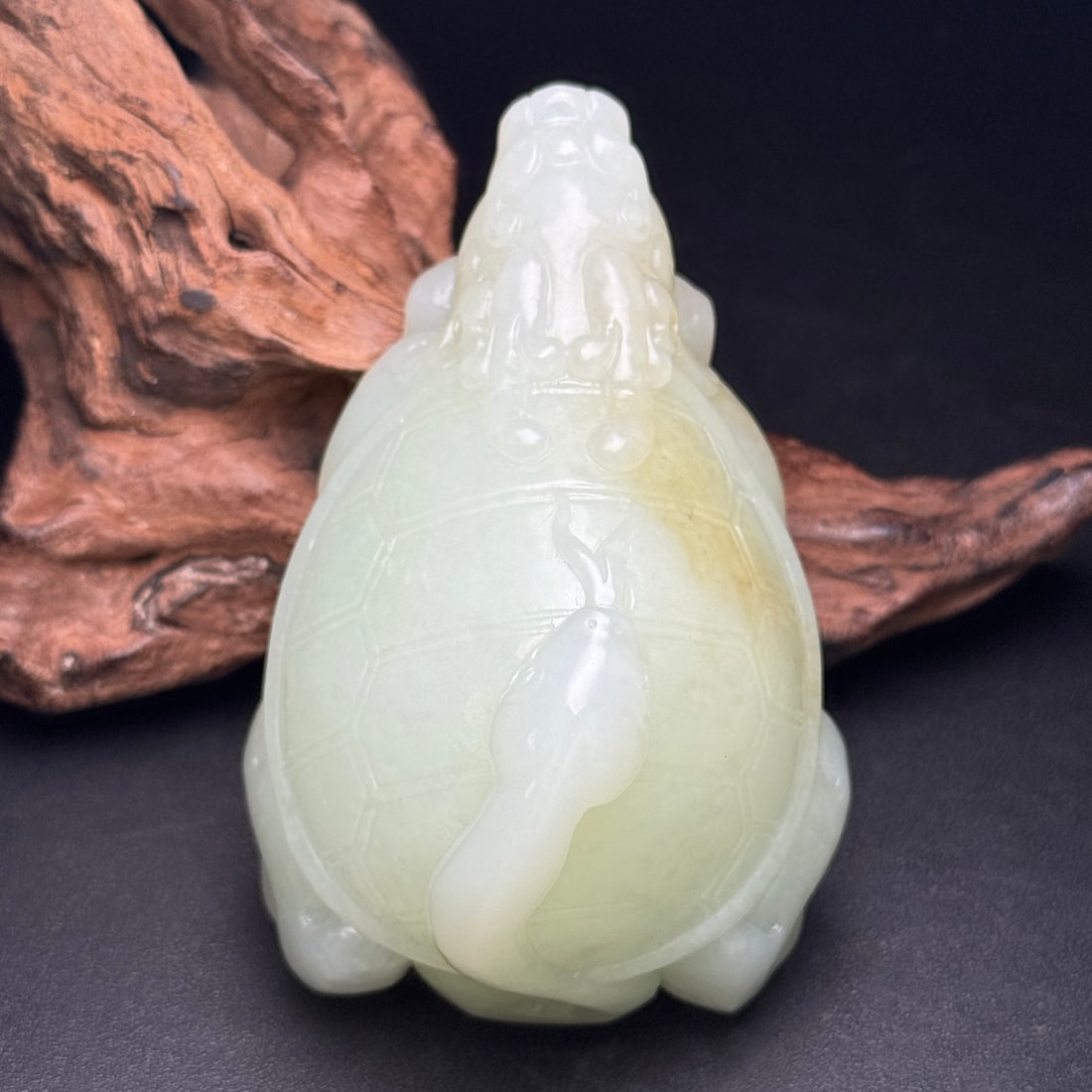 Hetian Jade Hand Carved Dragon Turtle Statue - 7