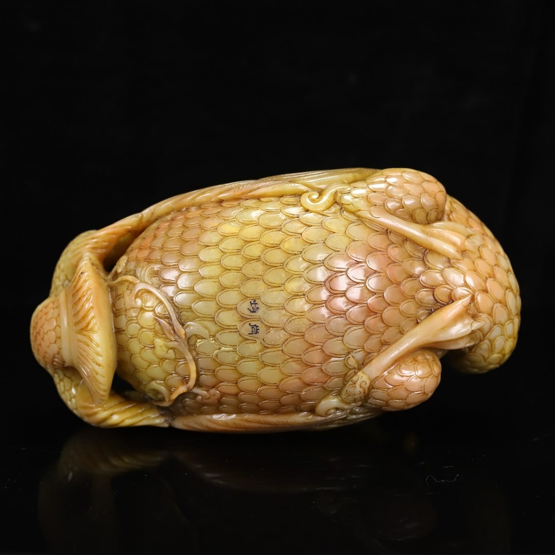 Vintage Tianhuang Shoushan Soapstone Hand-Carved Ruyi Goose Statue - 9