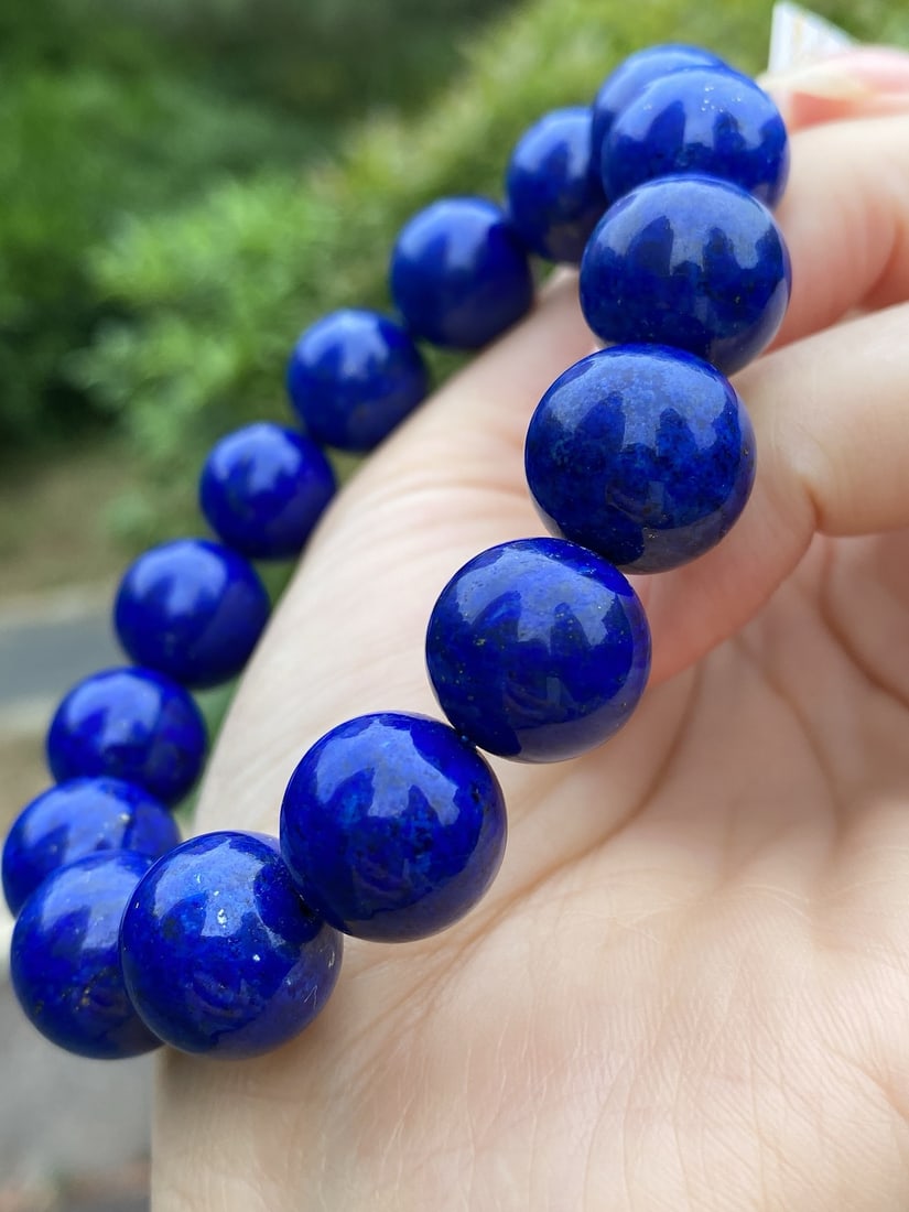 14mm Natural Lapis Lazuli Beads Bracelet Bangle - 2