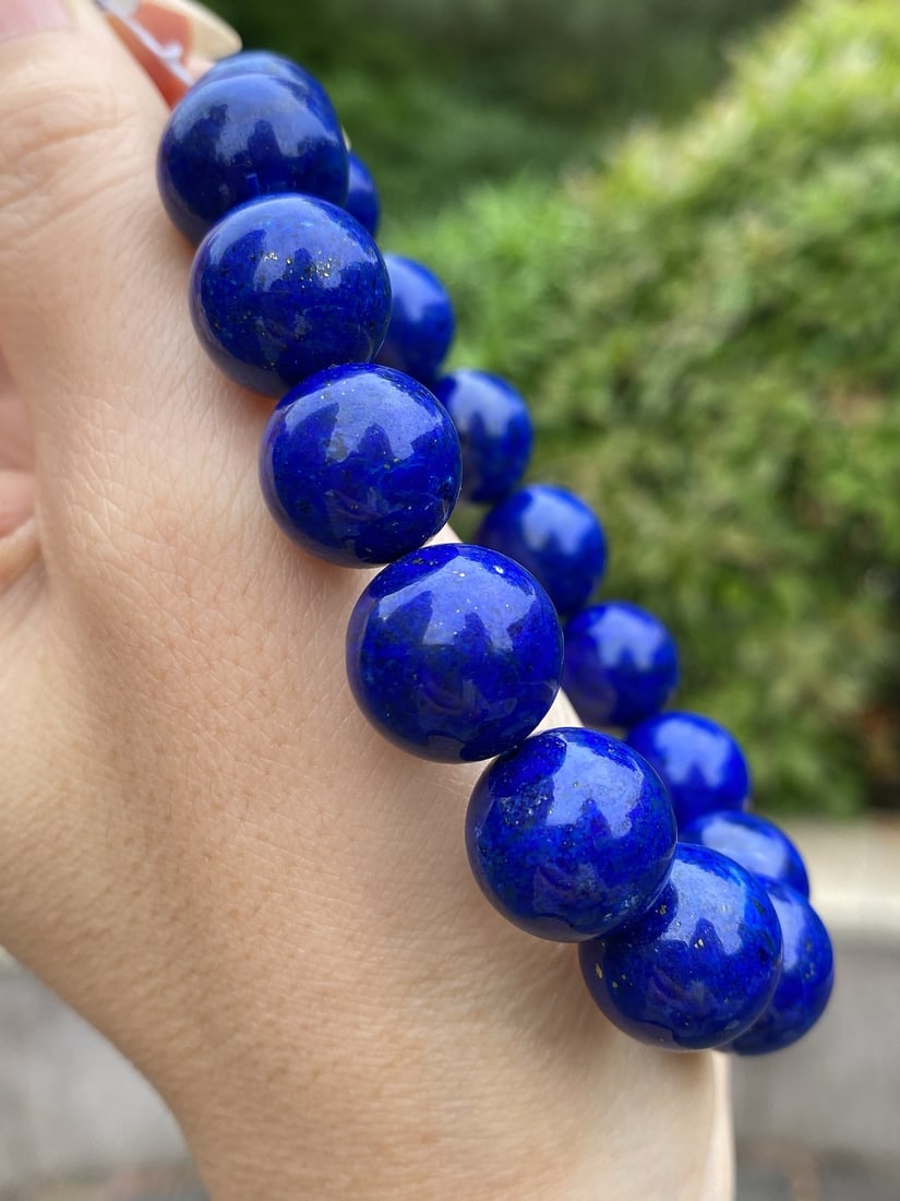 14mm Natural Lapis Lazuli Beads Bracelet Bangle - 3