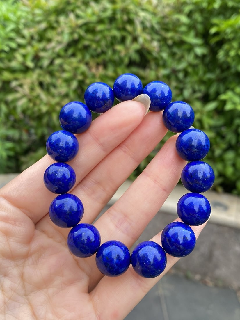 14mm Natural Lapis Lazuli Beads Bracelet Bangle - 4