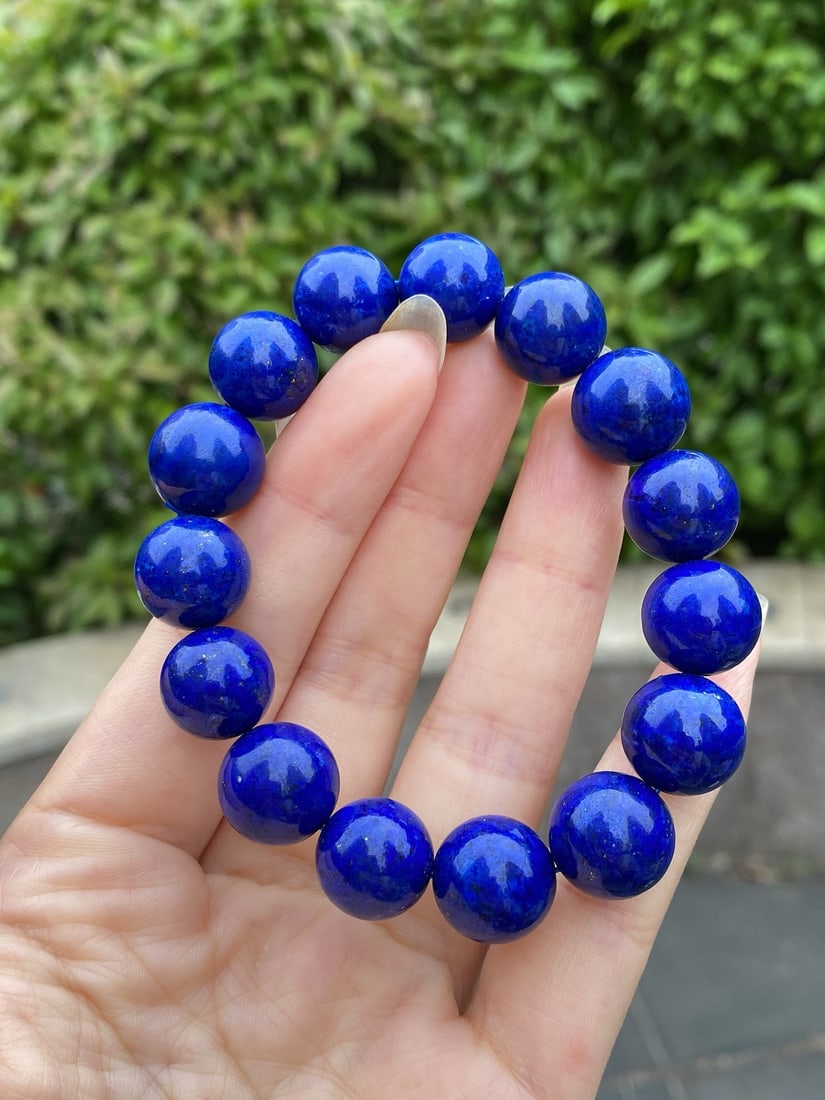 14mm Natural Lapis Lazuli Beads Bracelet Bangle - 5