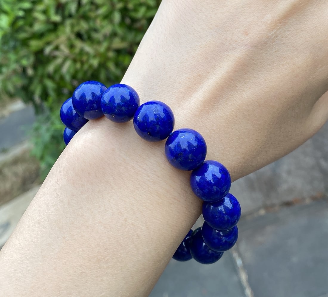 14mm Natural Lapis Lazuli Beads Bracelet Bangle - 6