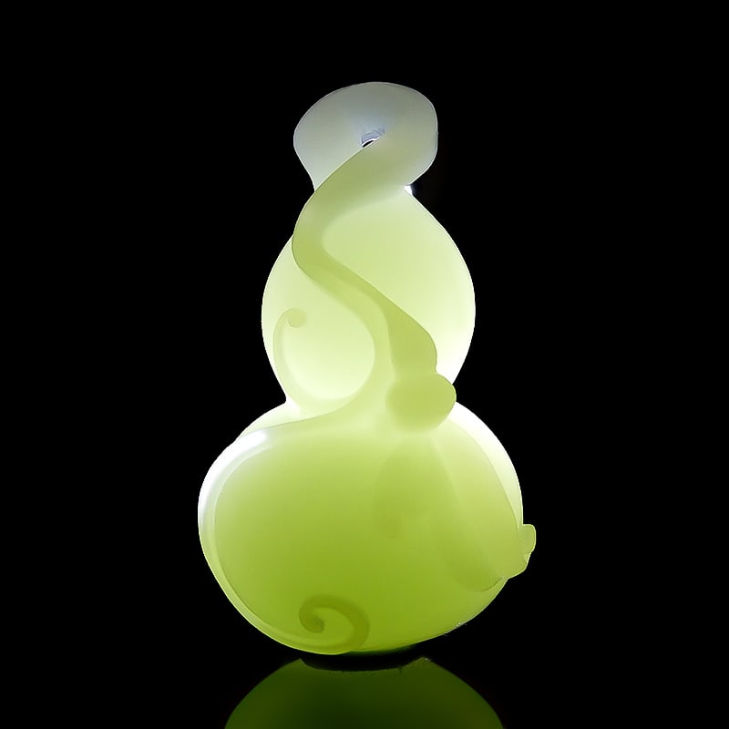 White Hetian Jade Pendant - Gourd with Certificate - 9