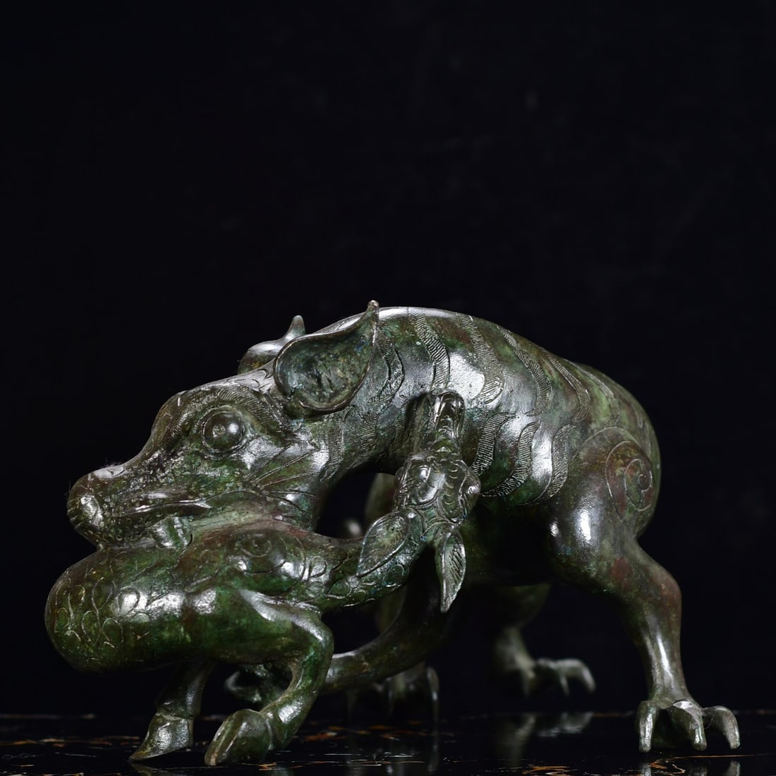 Vintage Bronze Tiger Sheep Statue - 2