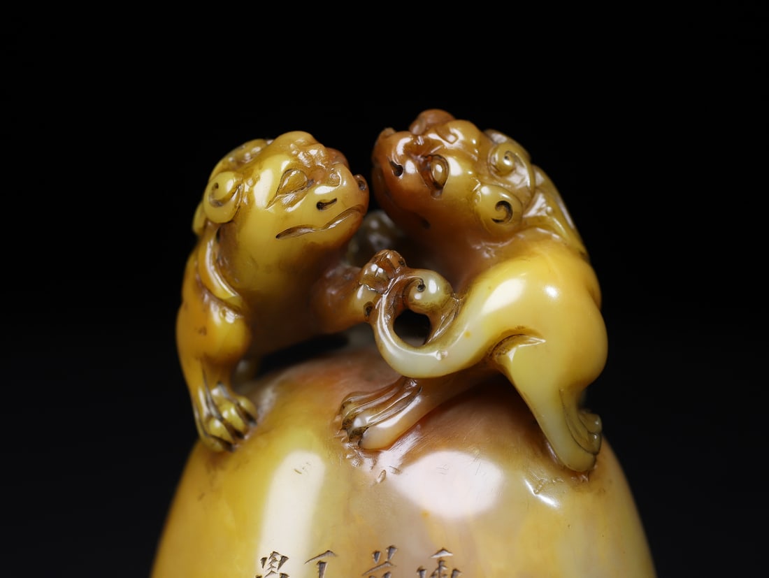 Vintage Tianhuang Shoushan Soapstone Hand-Carved Seal/Stamp Chi Dragon - 4
