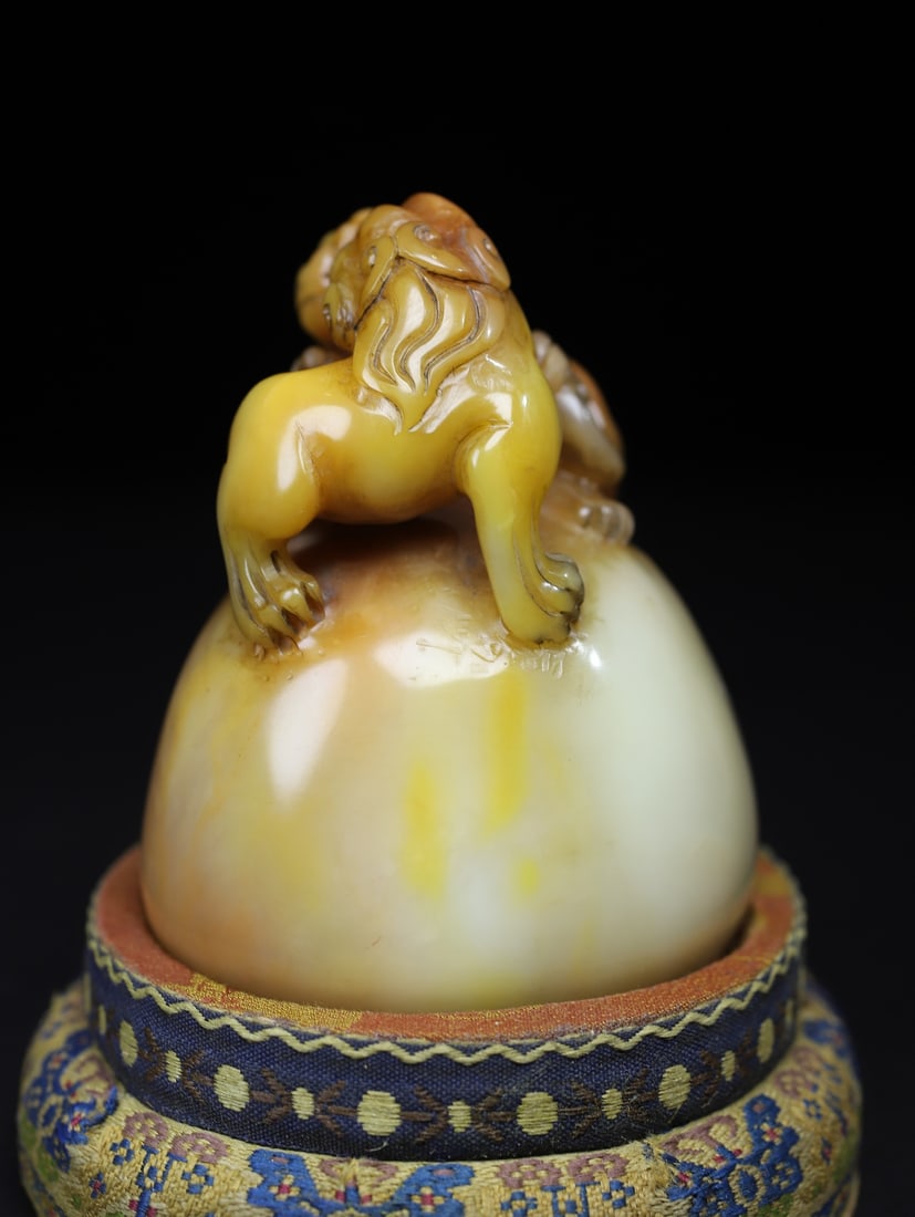 Vintage Tianhuang Shoushan Soapstone Hand-Carved Seal/Stamp Chi Dragon - 7