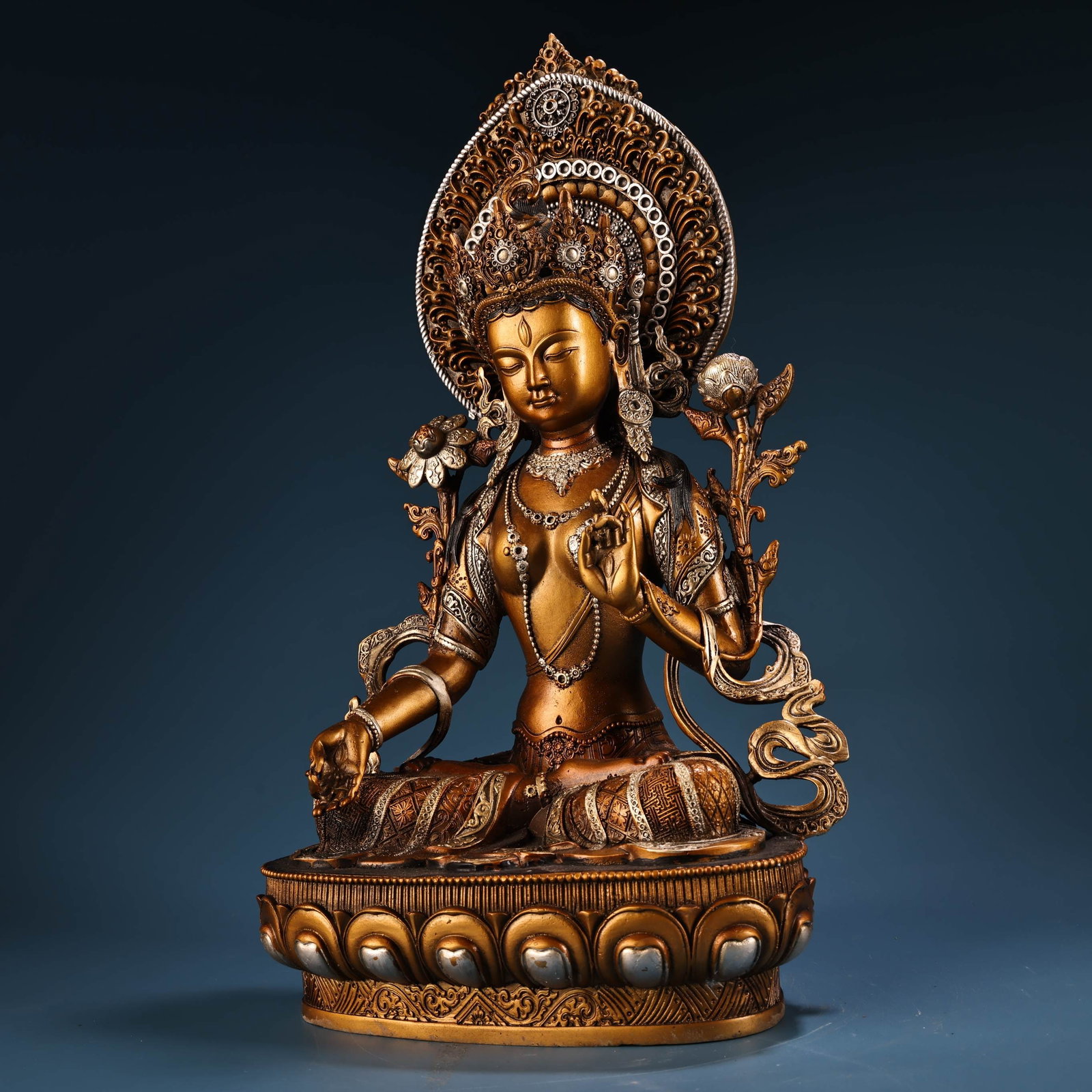 Vintage Gilt Gold Bronze Buddha Statue - 10