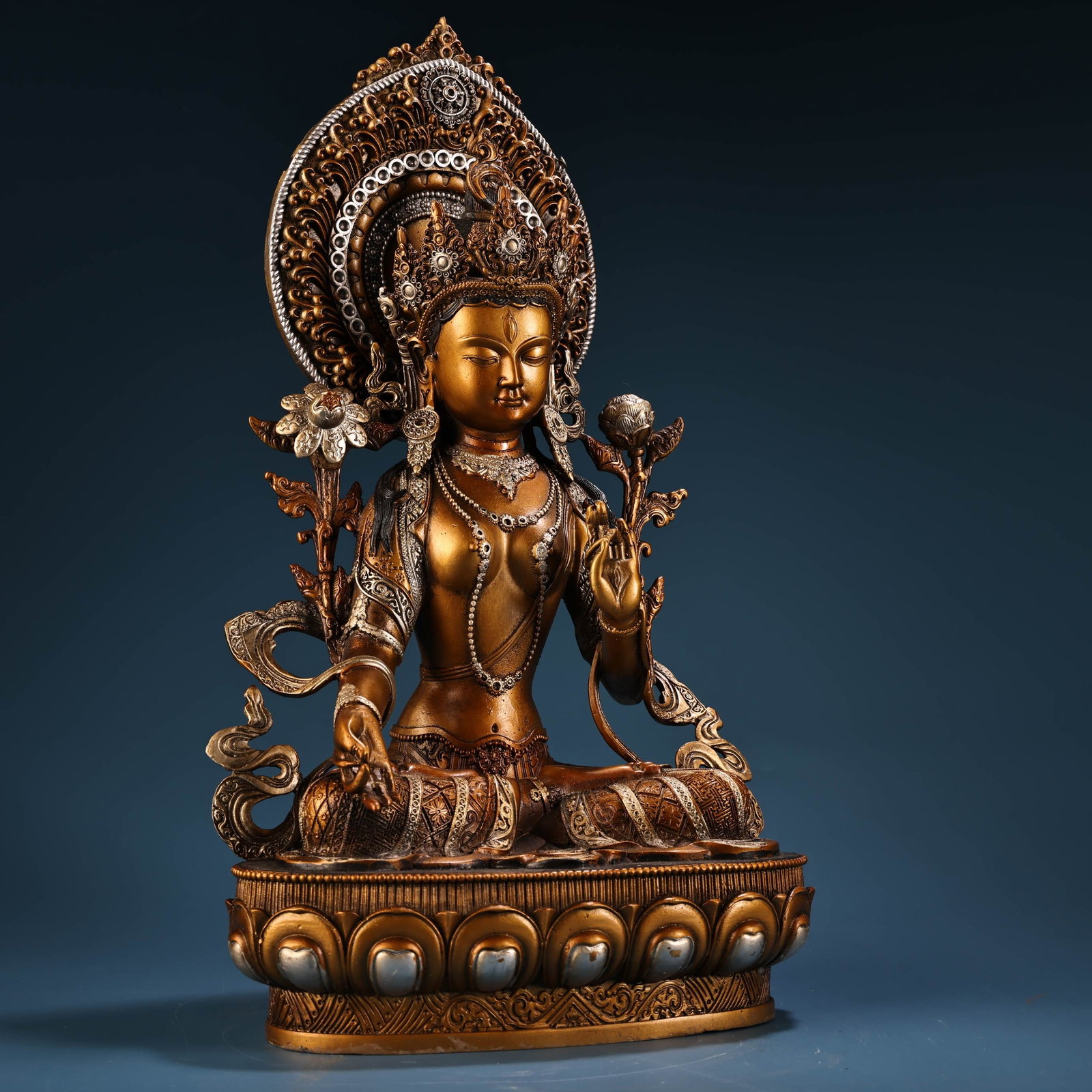 Vintage Gilt Gold Bronze Buddha Statue - 2