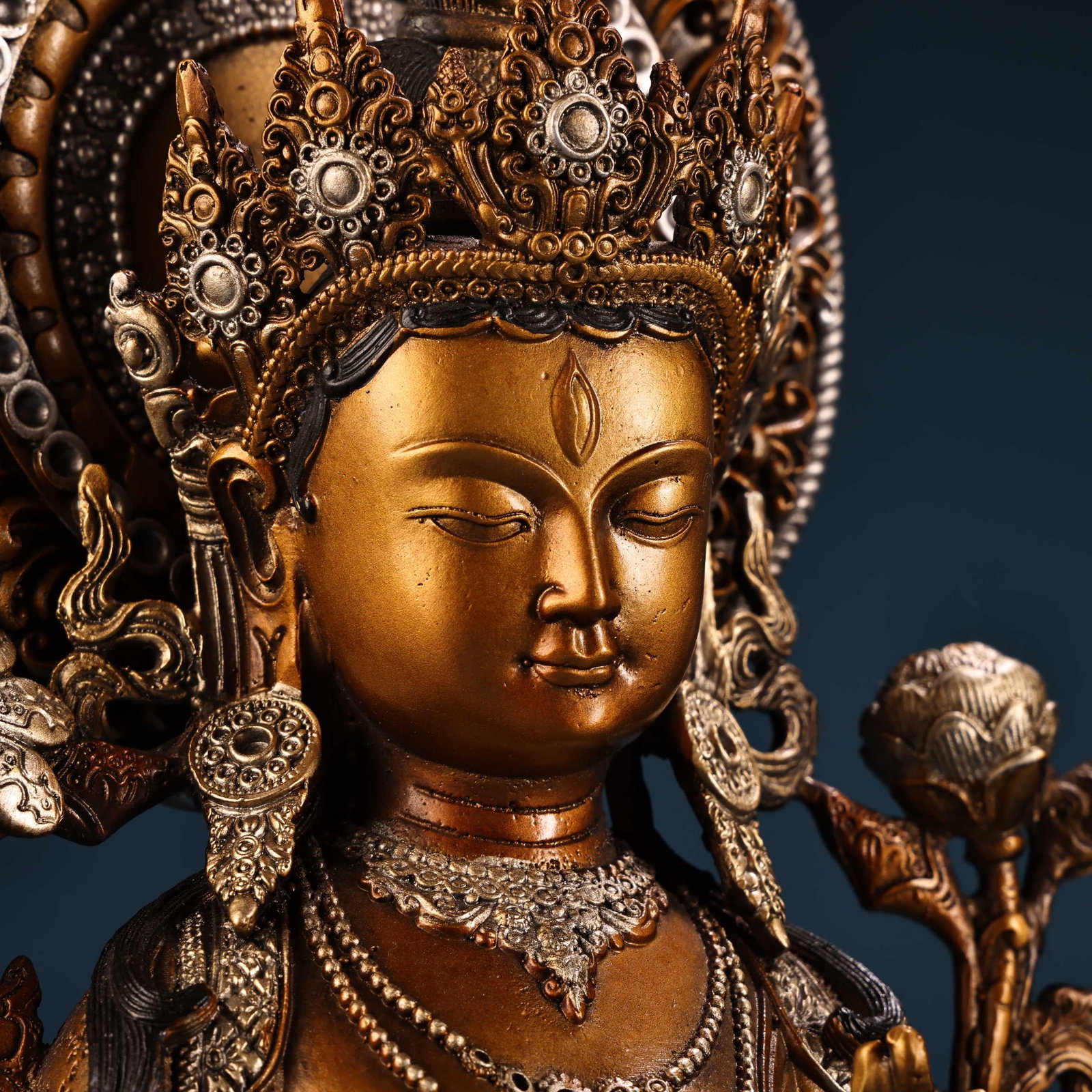 Vintage Gilt Gold Bronze Buddha Statue - 3